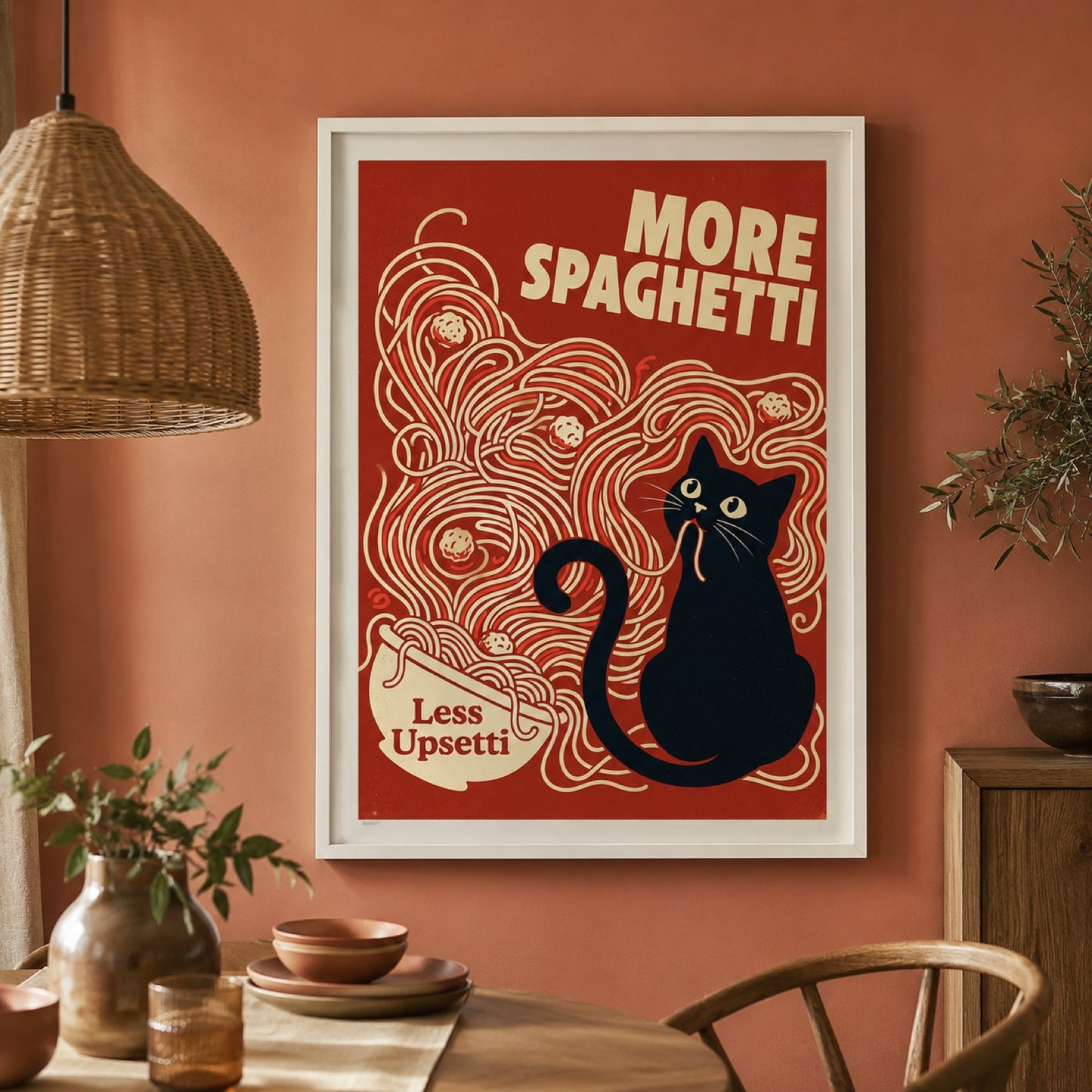 More Spaghetti Less Upsetti Cat Wall Art Decor – preview 6