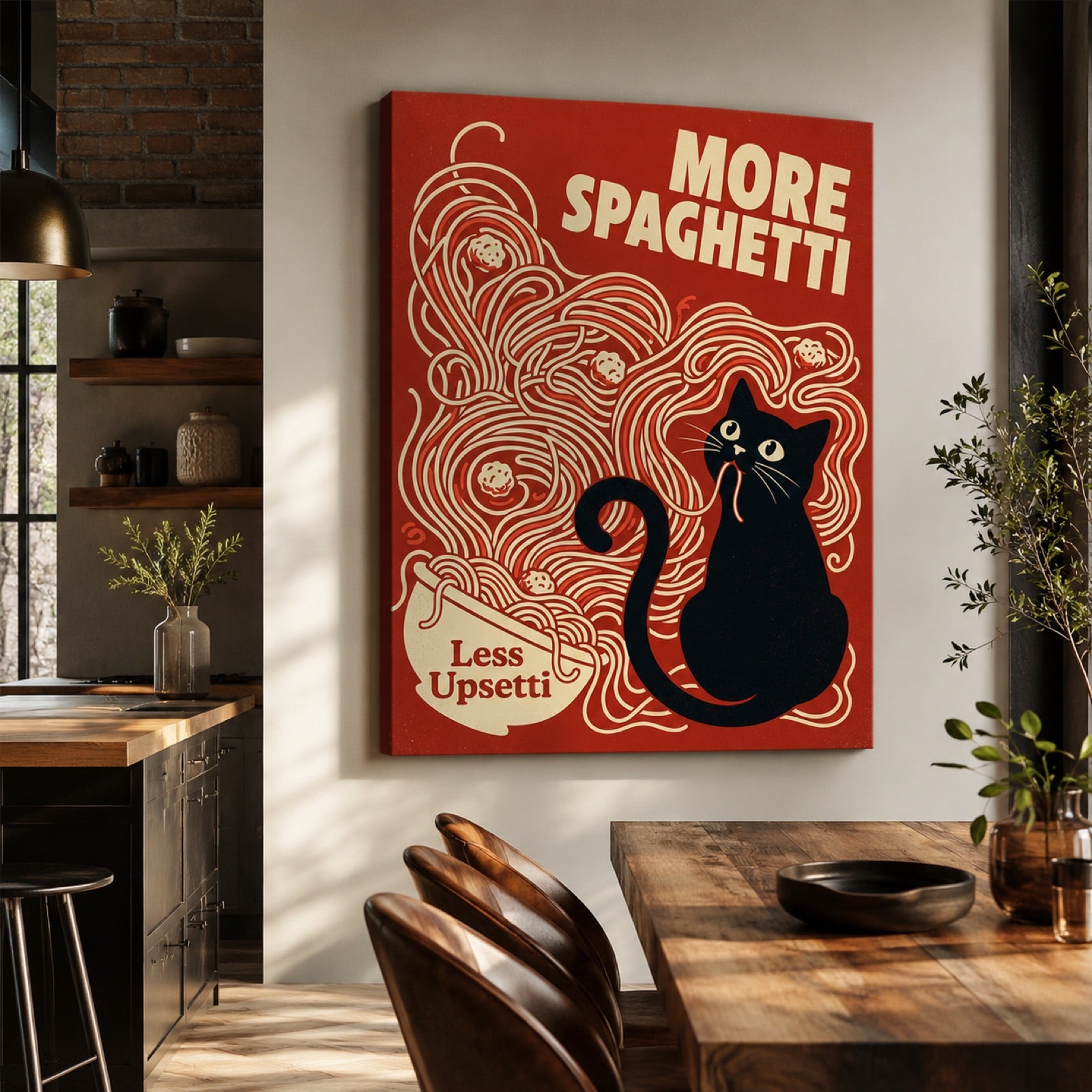 More Spaghetti Less Upsetti Cat Wall Art Decor – preview 7