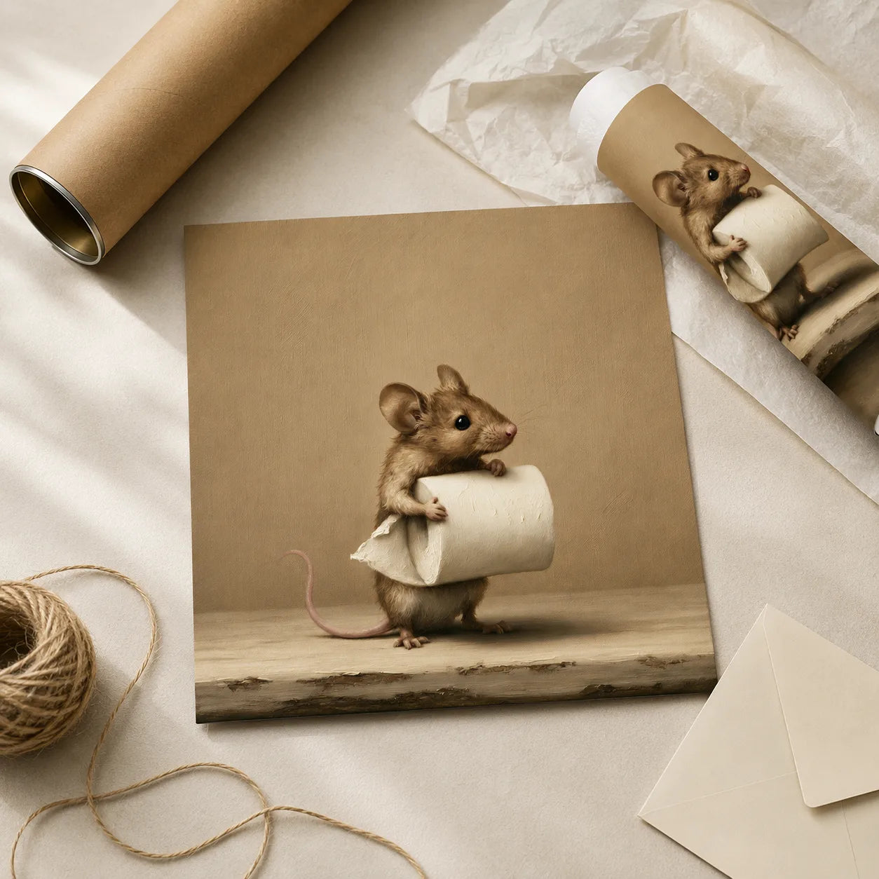 Mouse Holding Toilet Paper Wall Art Decor - Wall Art Decor - back view