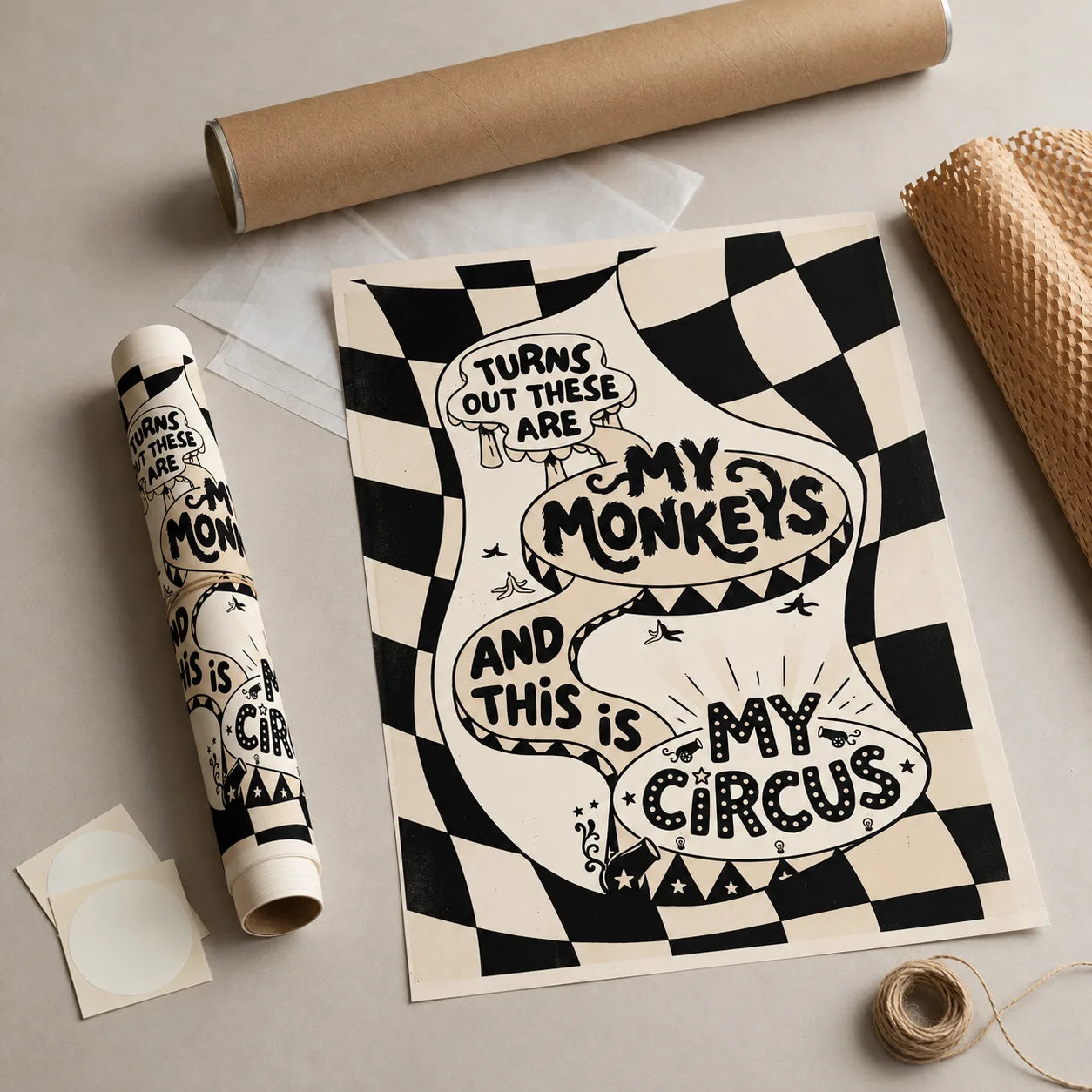 My Monkeys My Circus Wall Art Decor - Wall Art Decor - back view