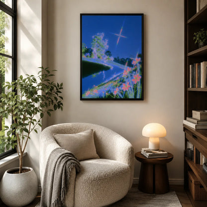 Neon River Flower Landscape Wall Art Decor - Wall Art Decor - alternate angle