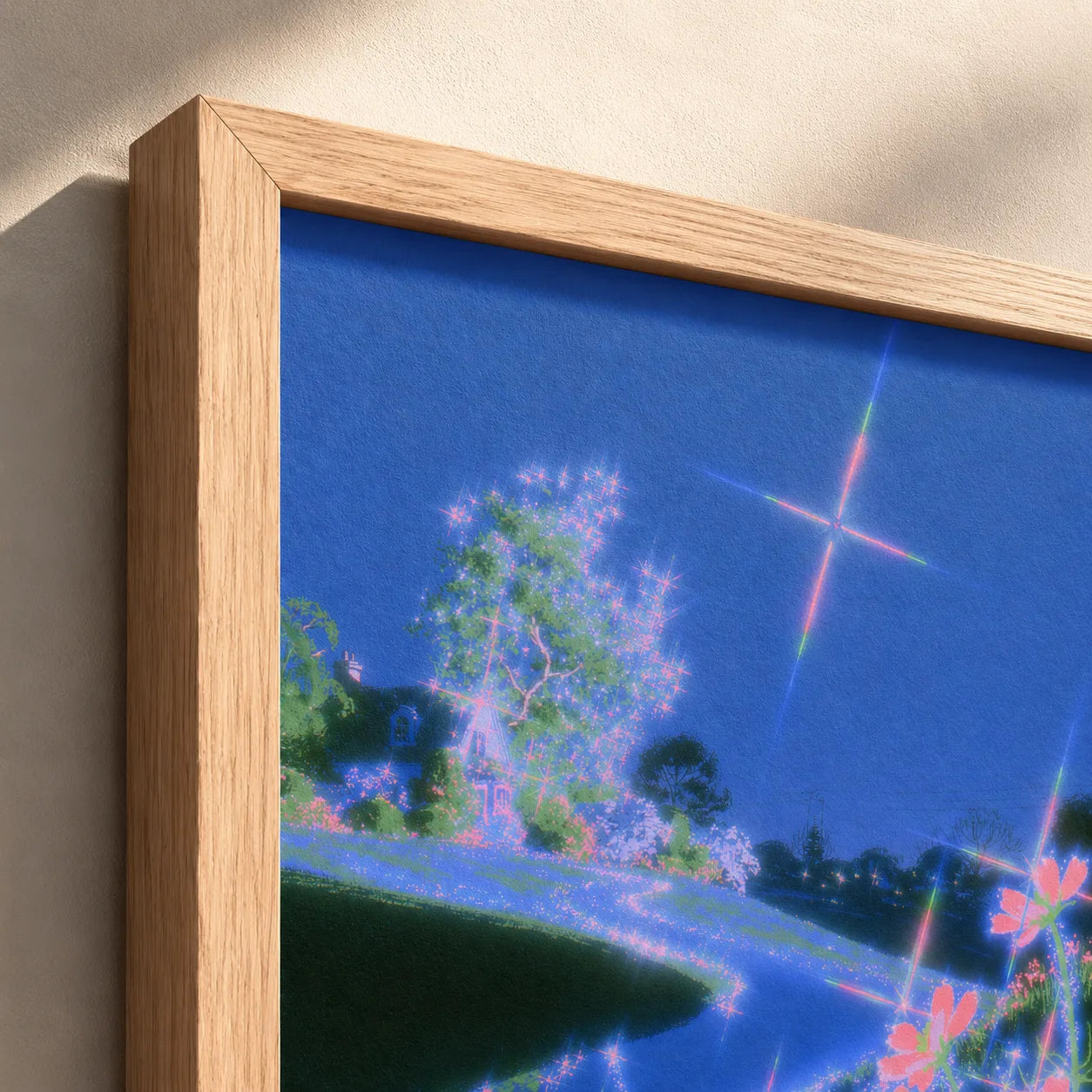 Neon River Flower Landscape Wall Art Decor - Wall Art Decor - packaging