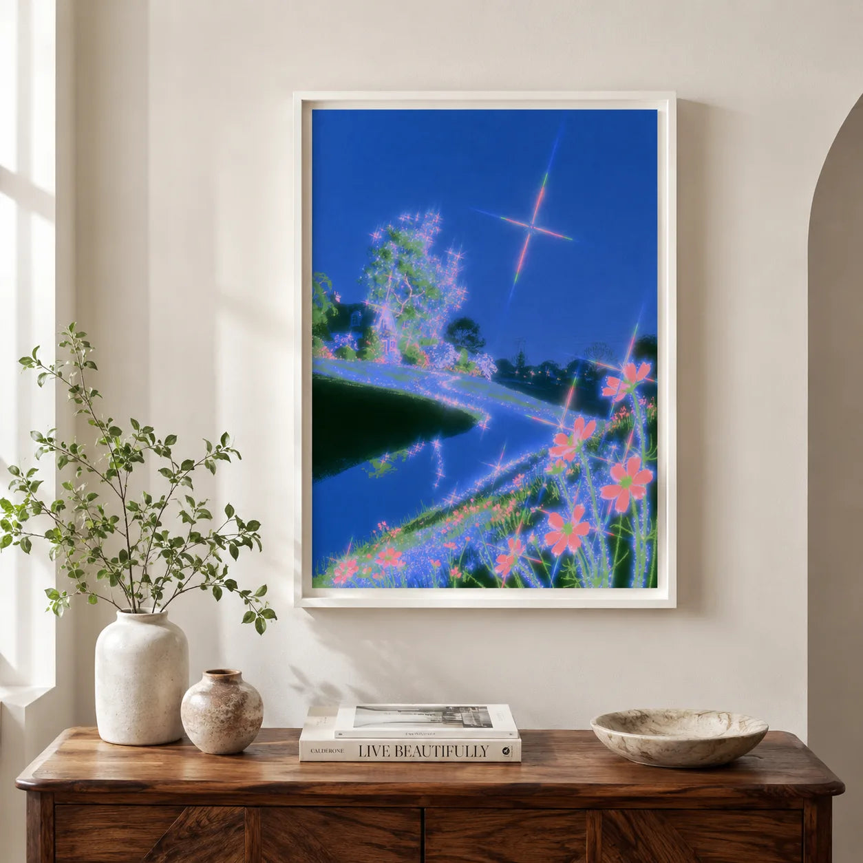 Neon River Flower Landscape Wall Art Decor - Wall Art Decor - view 11