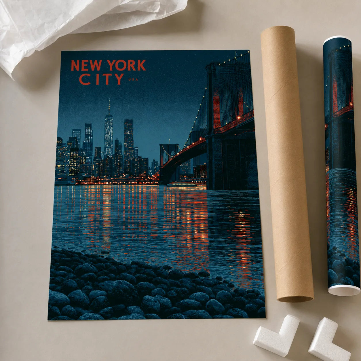 New York City Skyline Wall Art Decor - Wall Art Decor - back view
