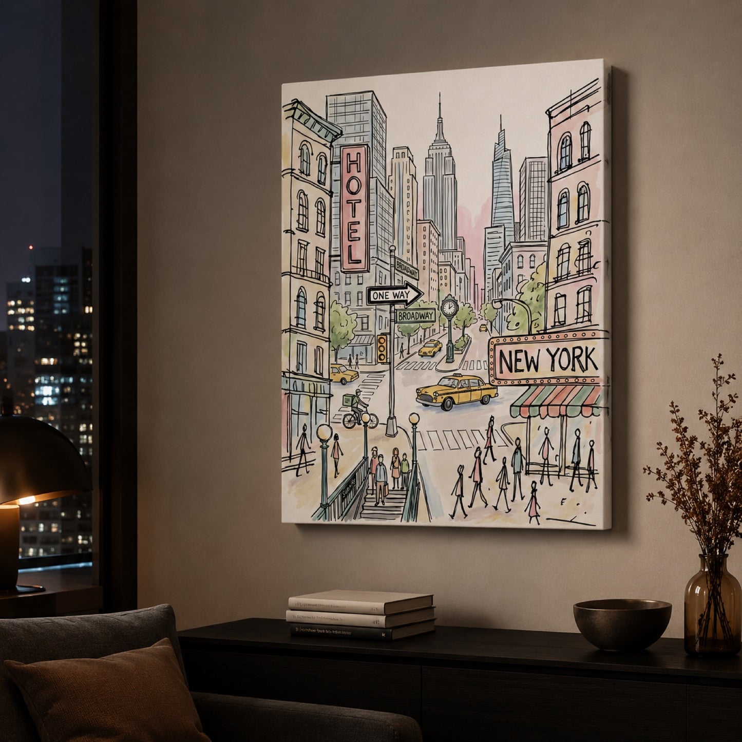 New York City Watercolor Sketch Wall Art Decor – preview 2