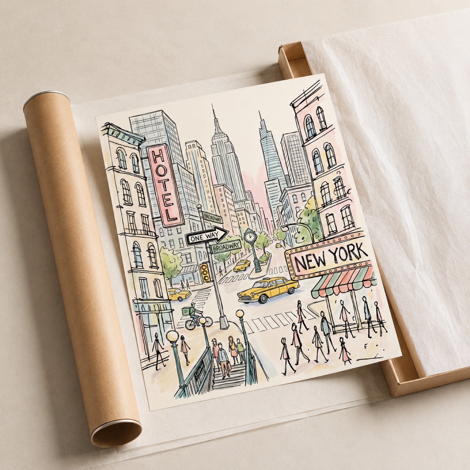 New York City Watercolor Sketch Wall Art Decor – preview 4