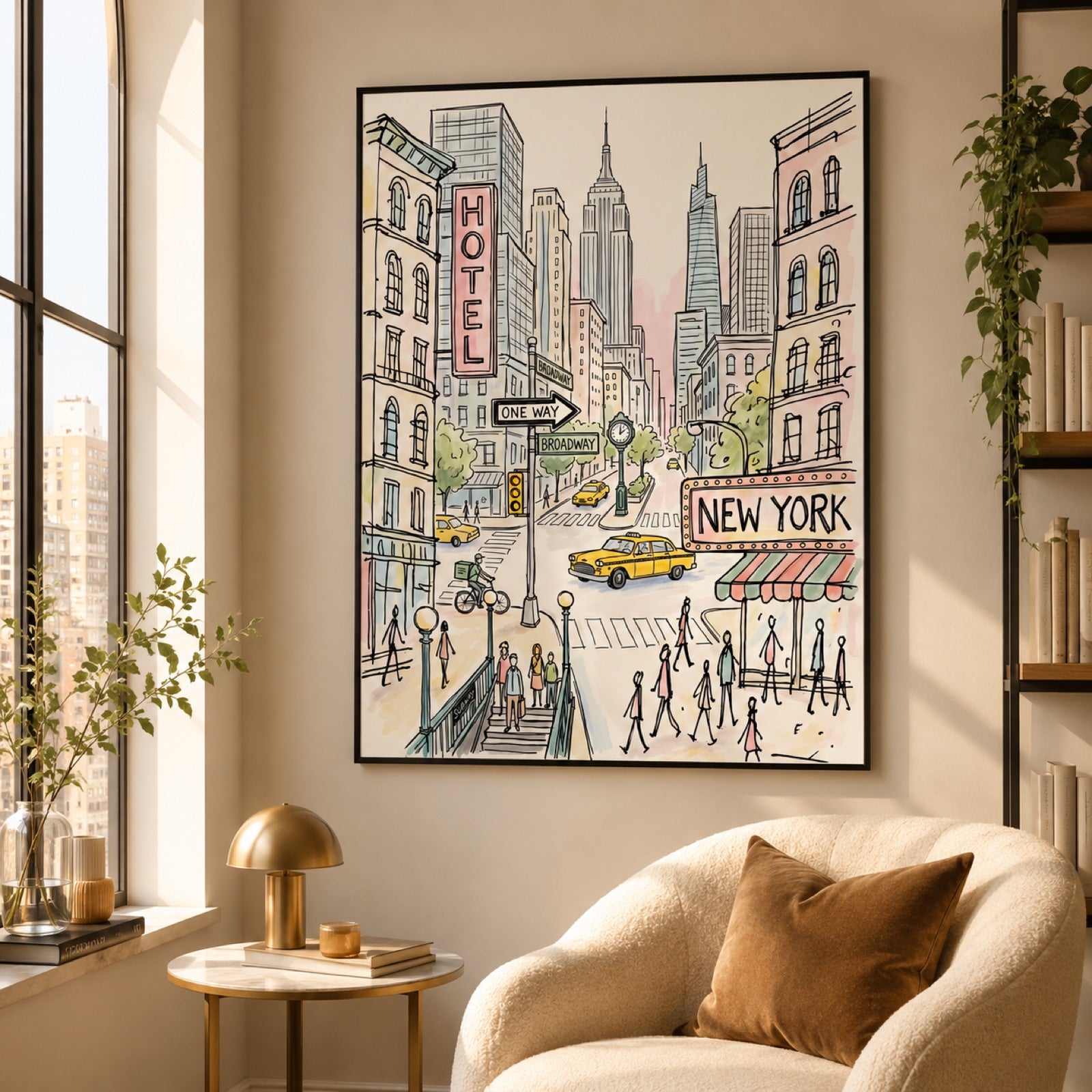 New York City Watercolor Sketch Wall Art Decor – preview 8