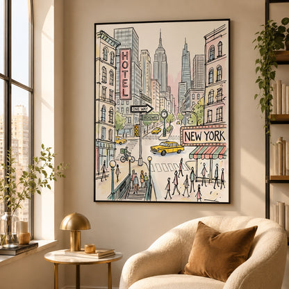 New York City Watercolor Sketch Wall Art Decor – preview 8