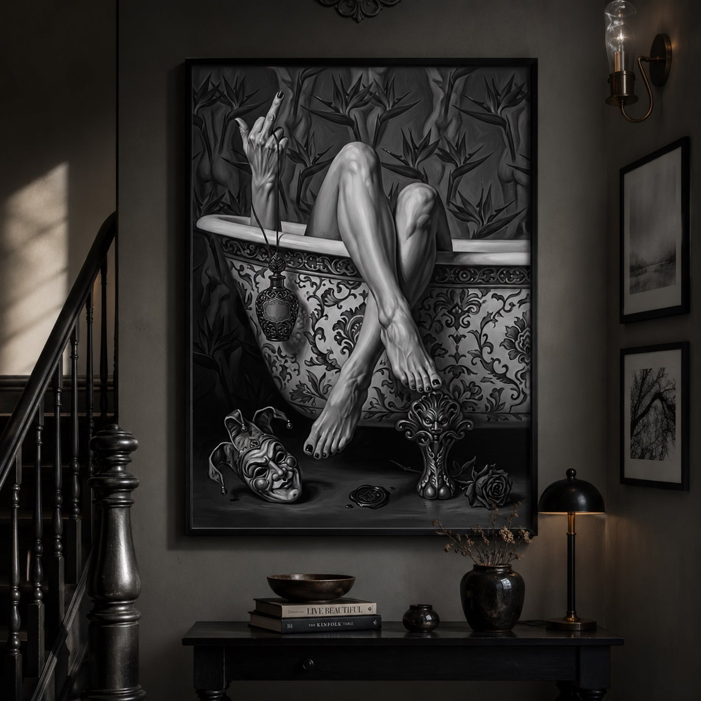 Noir Bath and the Jester Mask Wall Art Decor preview 10