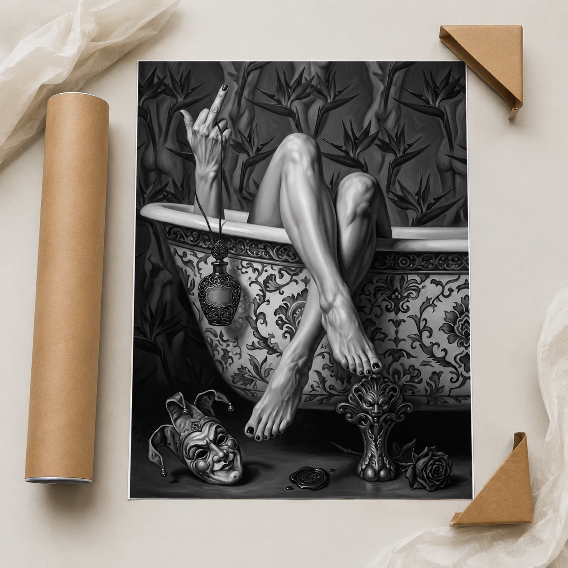 Noir Bath and the Jester Mask Wall Art Decor preview 9