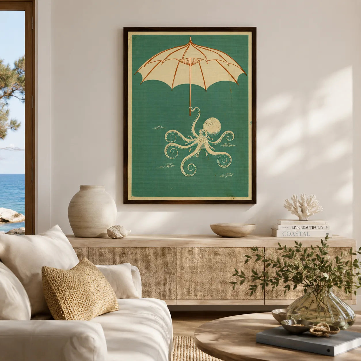 Octopus Under Umbrella Wall Art Decor - Wall Art Decor - detail
