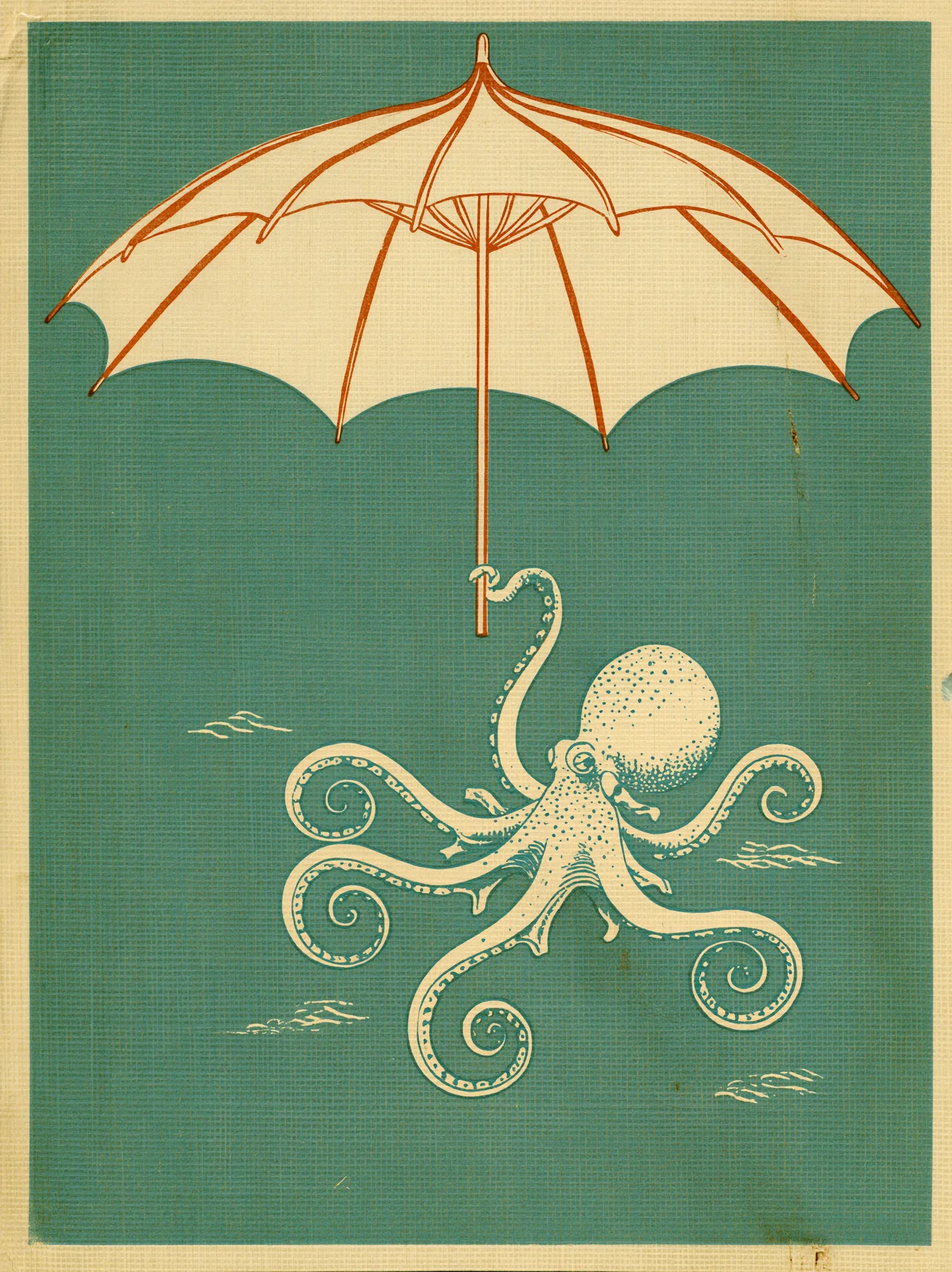 Octopus Under Umbrella Wall Art Decor - Wall Art Decor - front view