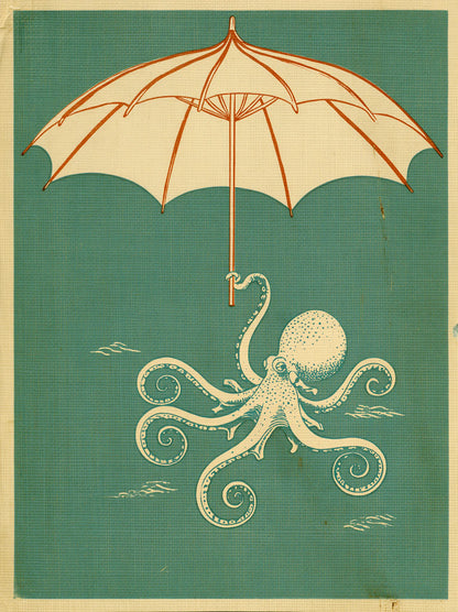 Octopus Under Umbrella Wall Art Decor - Wall Art Decor - front view