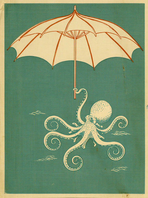 Octopus Under Umbrella Wall Art Decor