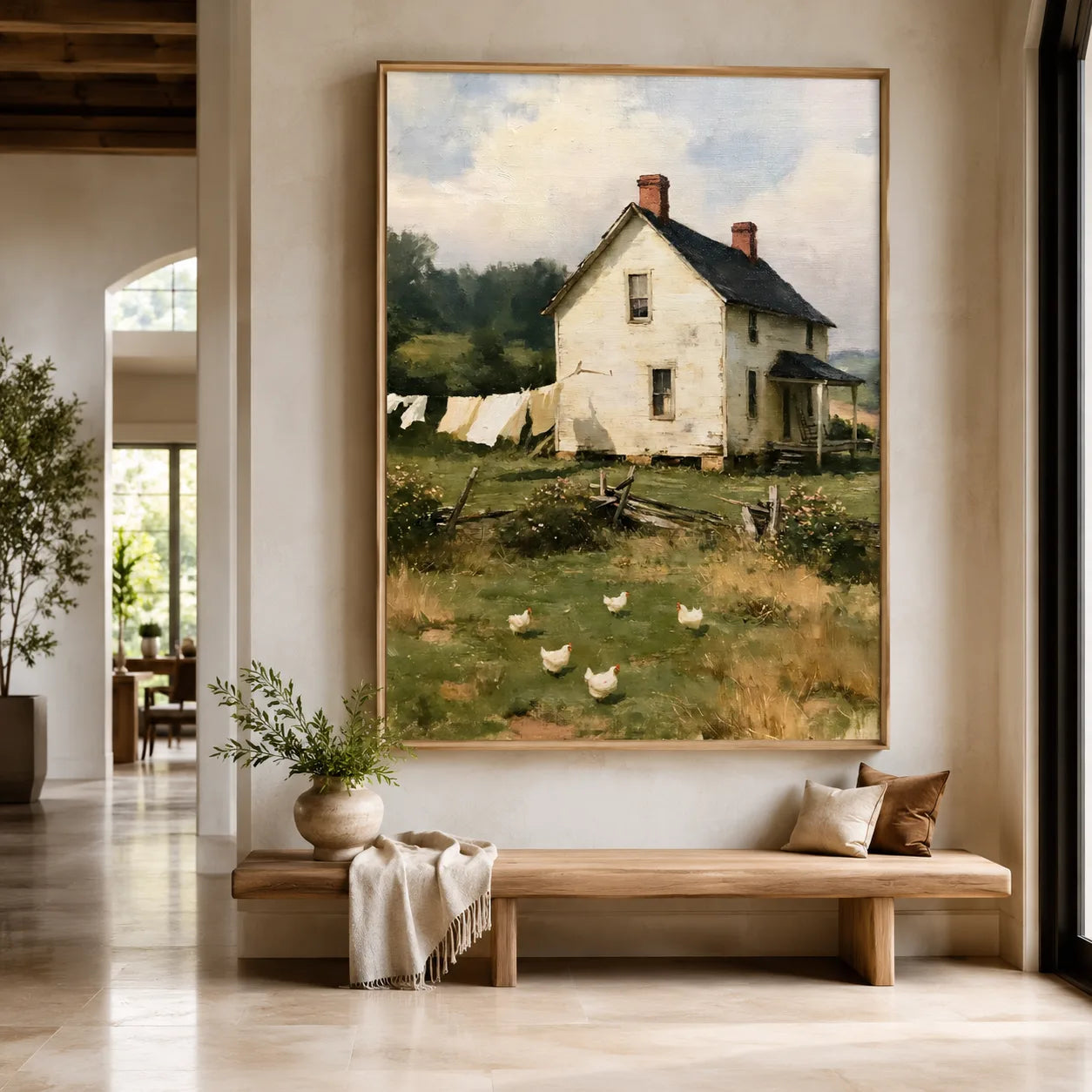 Old Farmhouse Chickens Wall Art Decor - Wall Art Decor - close up