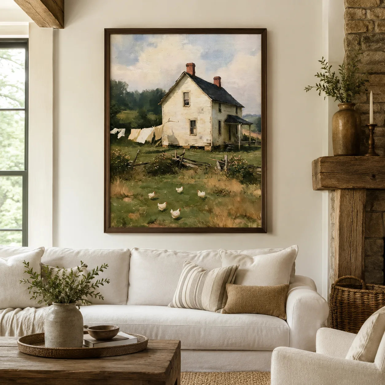 Old Farmhouse Chickens Wall Art Decor - Wall Art Decor - detail