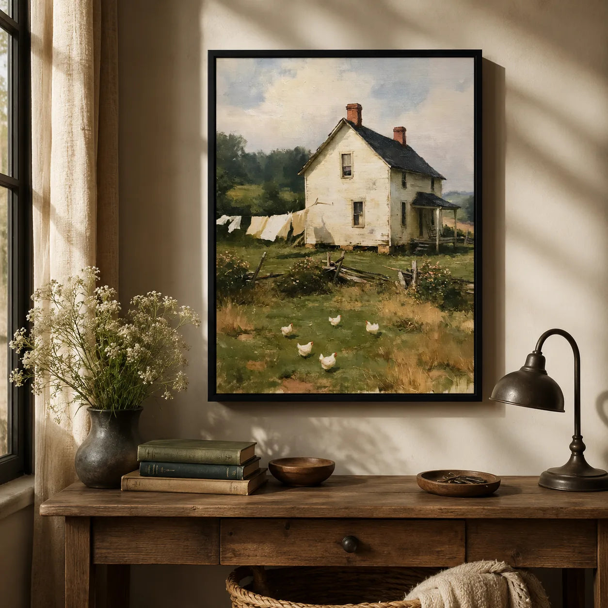 Old Farmhouse Chickens Wall Art Decor - Wall Art Decor - in use