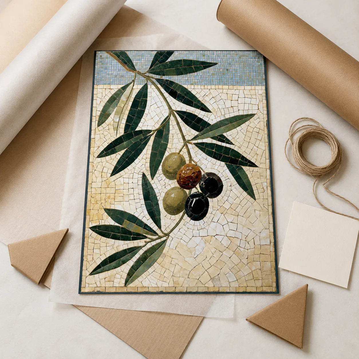 Olive Branch Mosaic Wall Art Decor - Wall Art Decor - back view