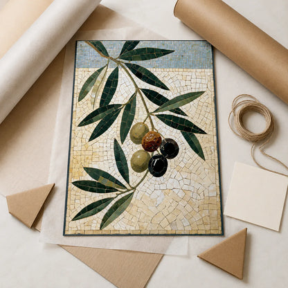 Olive Branch Mosaic Wall Art Decor - Wall Art Decor - back view