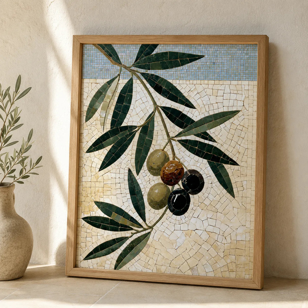 Olive Branch Mosaic Wall Art Decor - Wall Art Decor - side view