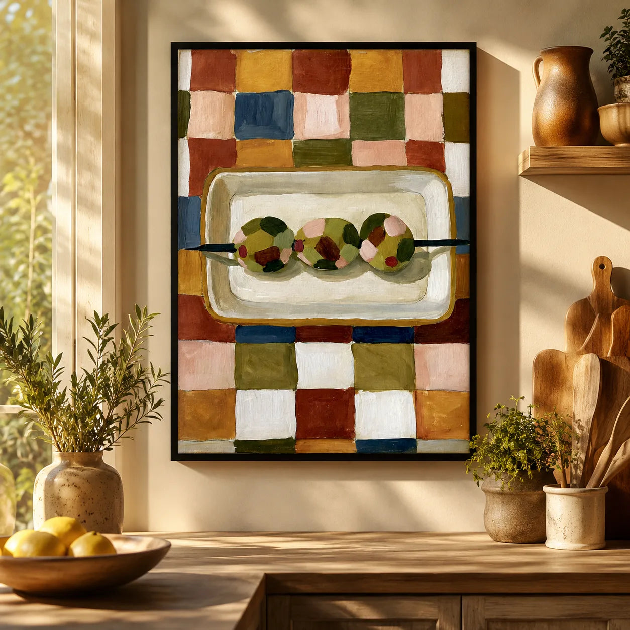 Olive Skewer Still Life Wall Art Decor - Wall Art Decor - in use