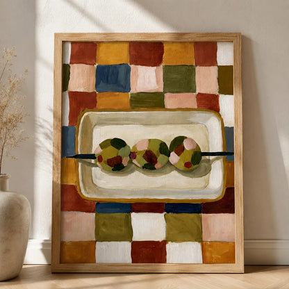 Olive Skewer Still Life Wall Art Decor - Wall Art Decor - side view