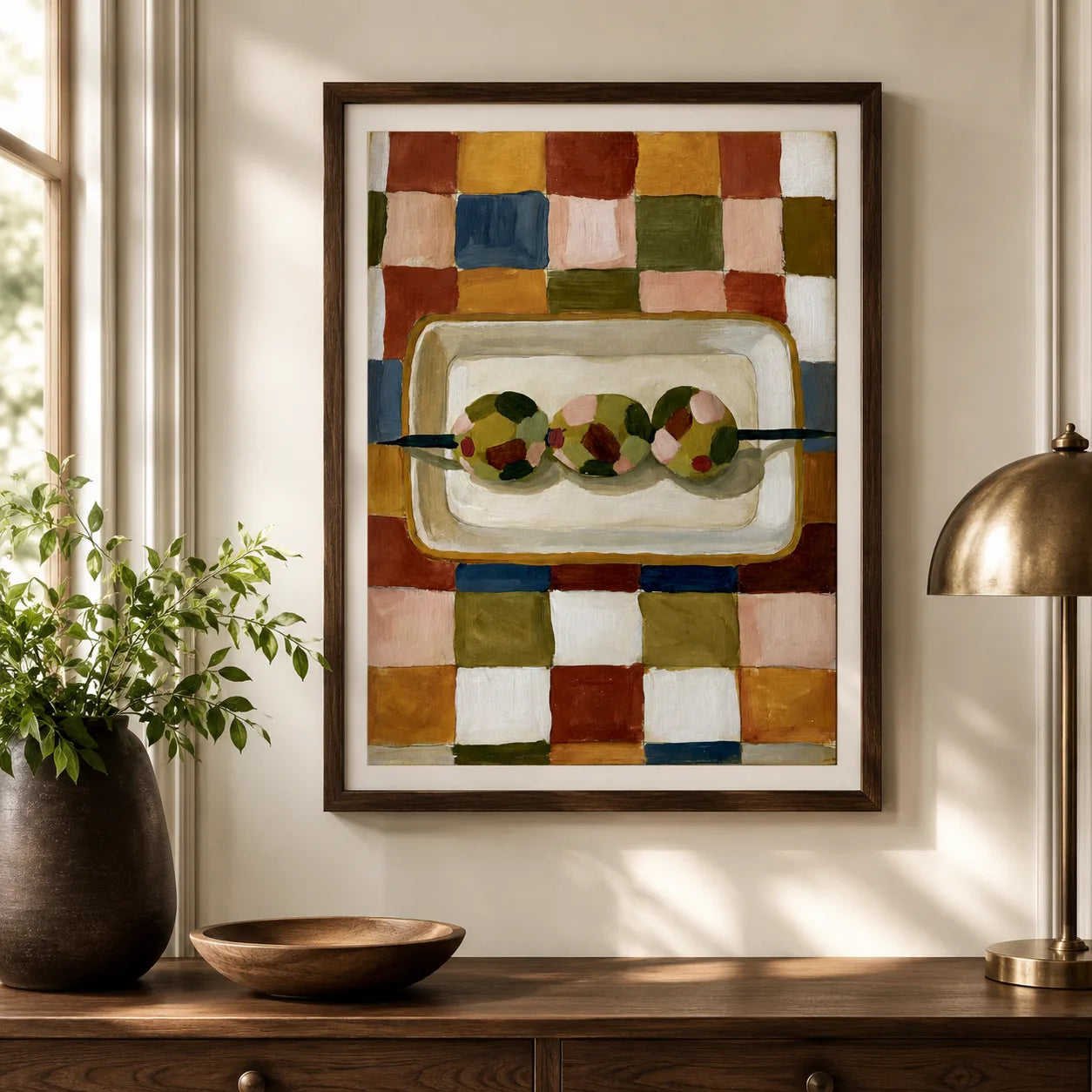 Olive Skewer Still Life Wall Art Decor - Wall Art Decor - styled