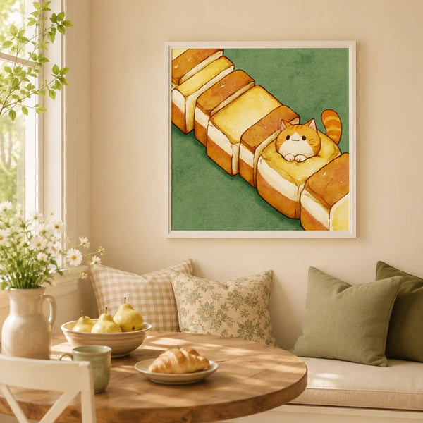 Orange Cat in Toast Wall Art Decor