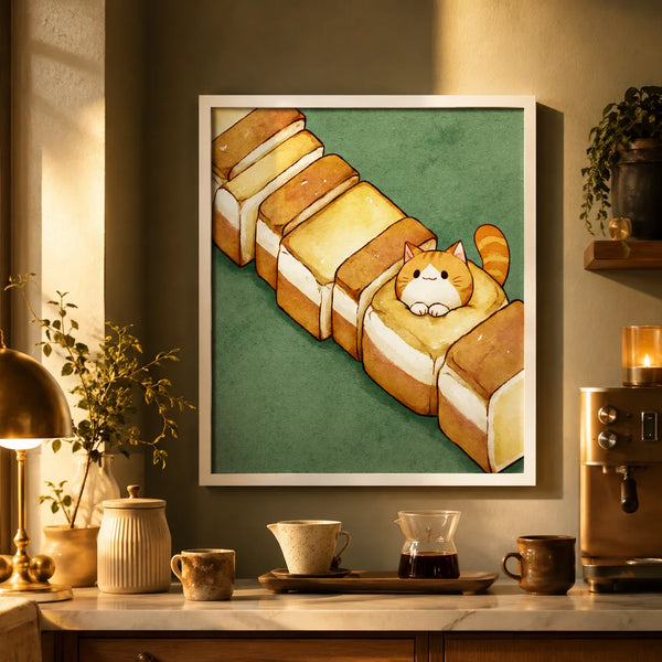 Orange Cat in Toast Wall Art Decor