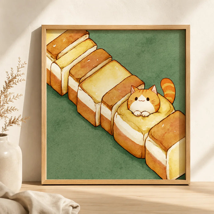 Orange Cat in Toast Wall Art Decor