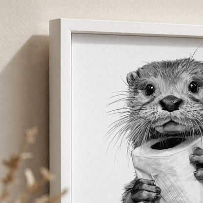 Otter Holding Toilet Paper Wall Art Decor - Wall Art Decor - packaging