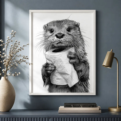 Otter Holding Toilet Paper Wall Art Decor - Wall Art Decor - view 11