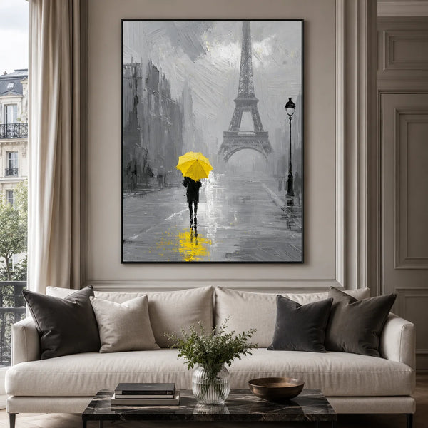 Paris Yellow Umbrella Wall Art Decor