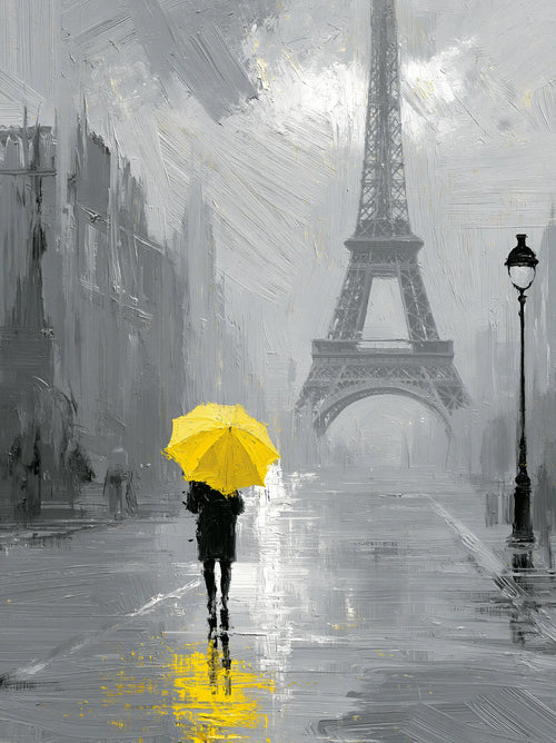 Paris Yellow Umbrella Wall Art Decor