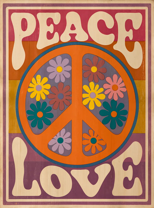 Peace Love Floral Wall Art Decor - Wall Art Decor - front view