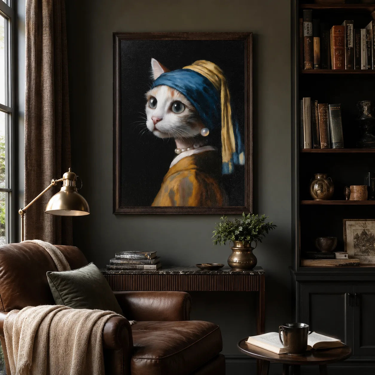 Pearl Earring Cat Wall Art Decor - Wall Art Decor - detail