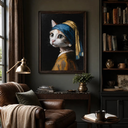 Pearl Earring Cat Wall Art Decor - Wall Art Decor - detail