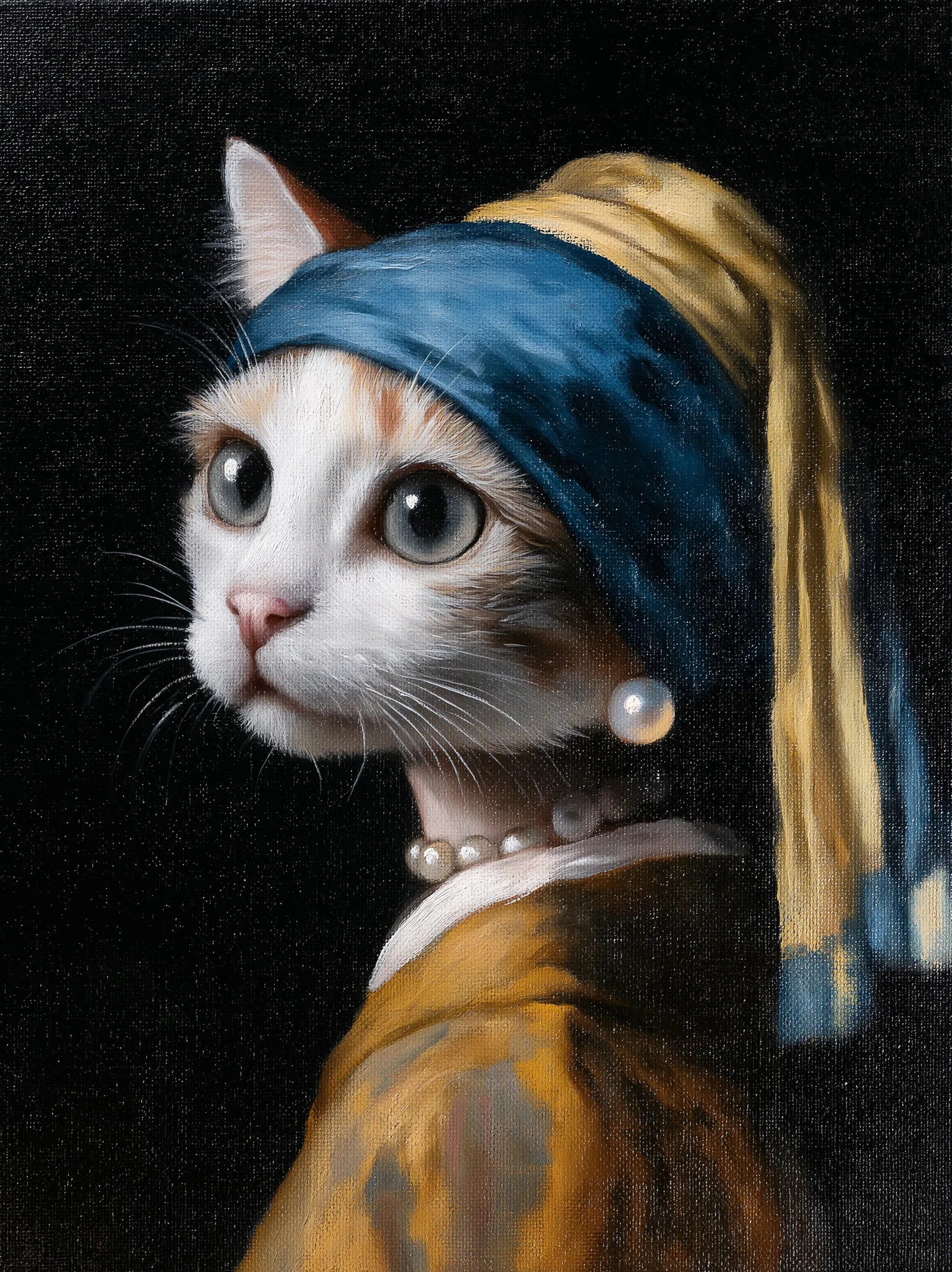 Pearl Earring Cat Wall Art Decor - Wall Art Decor - front view