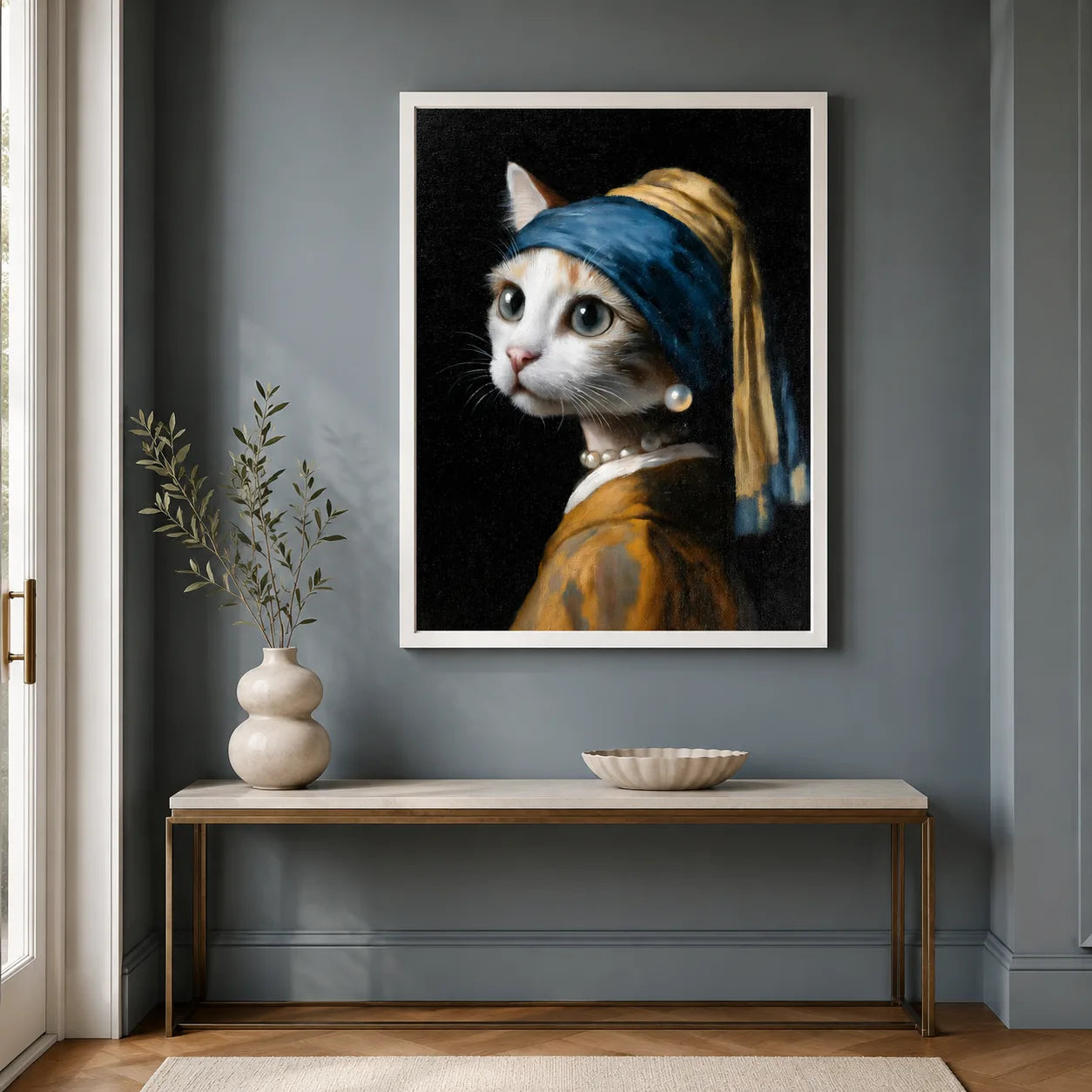 Pearl Earring Cat Wall Art Decor - Wall Art Decor - styled