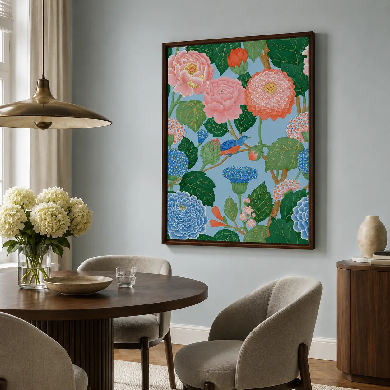 Peony Garden Bird Wall Art Decor - Wall Art Decor - alternate angle