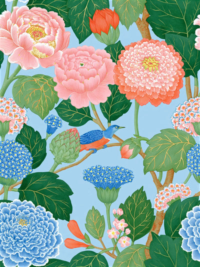 Peony Garden Bird Wall Art Decor