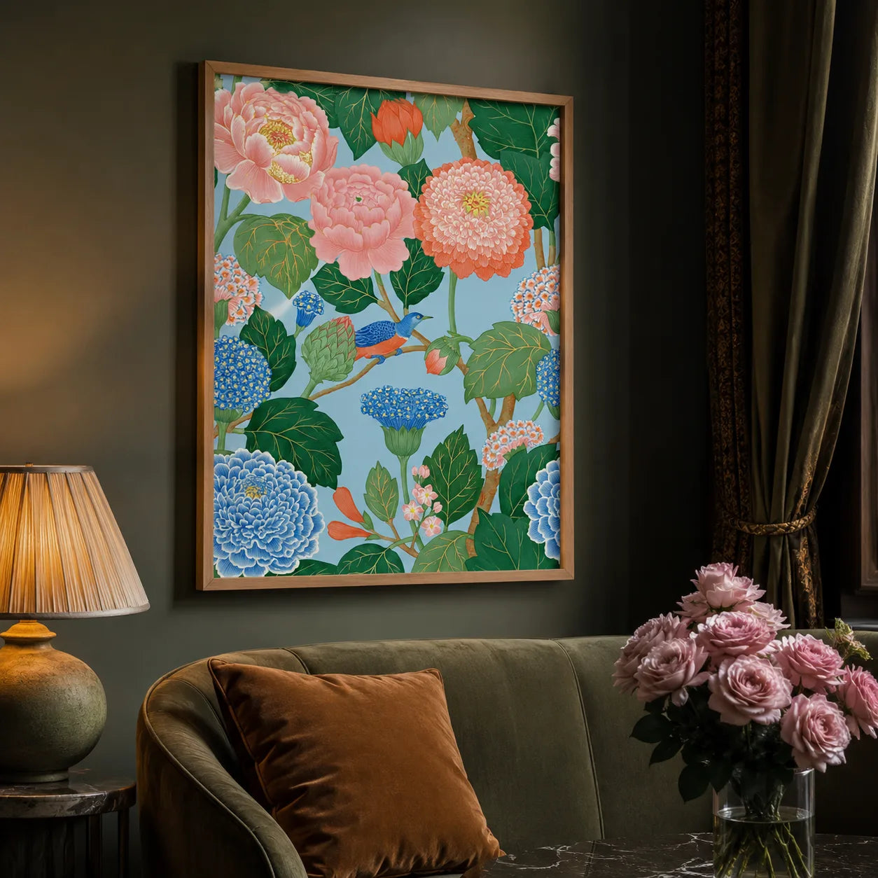 Peony Garden Bird Wall Art Decor - Wall Art Decor - lifestyle