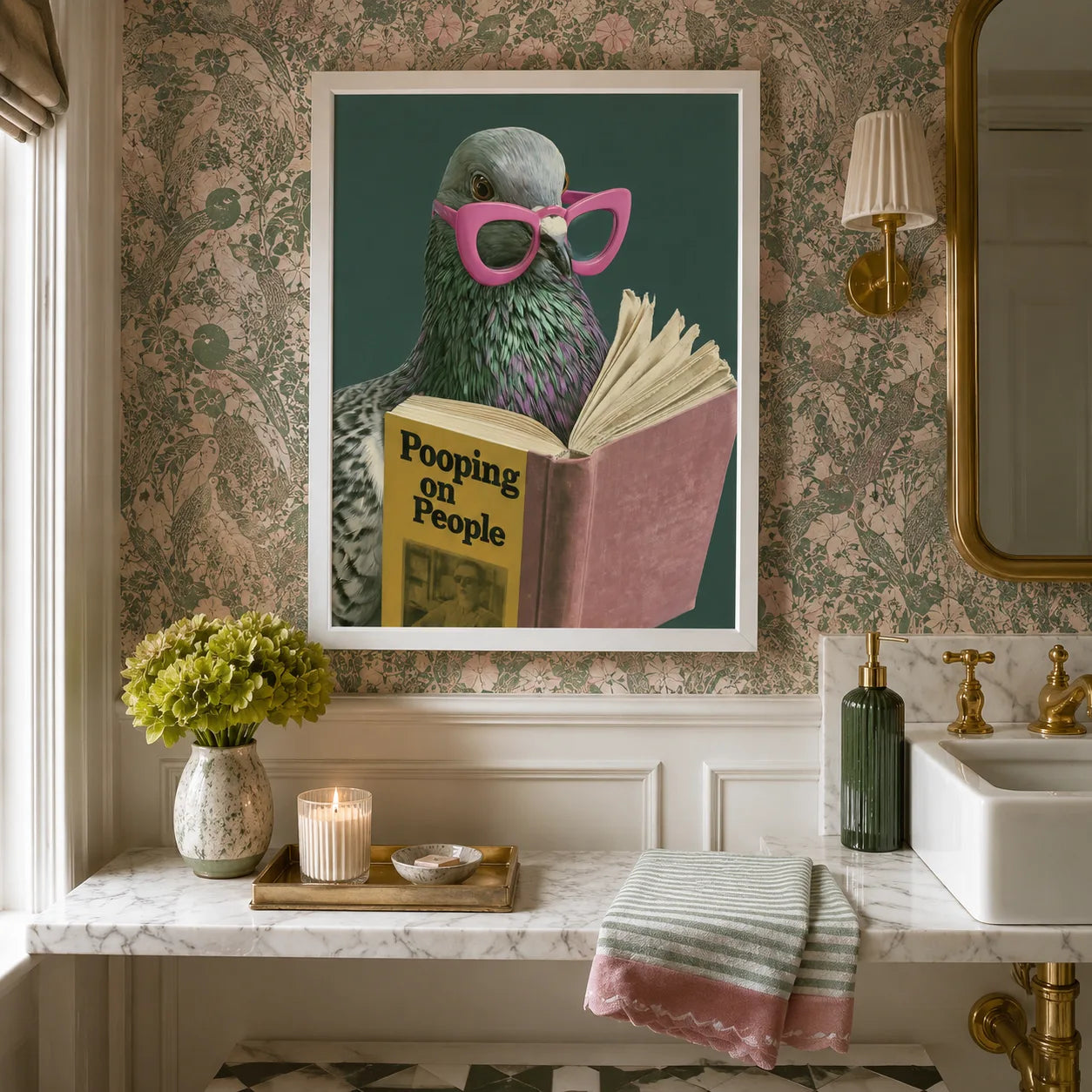 Pigeon Pooping on People Wall Art Decor - Wall Art Decor - alternate angle