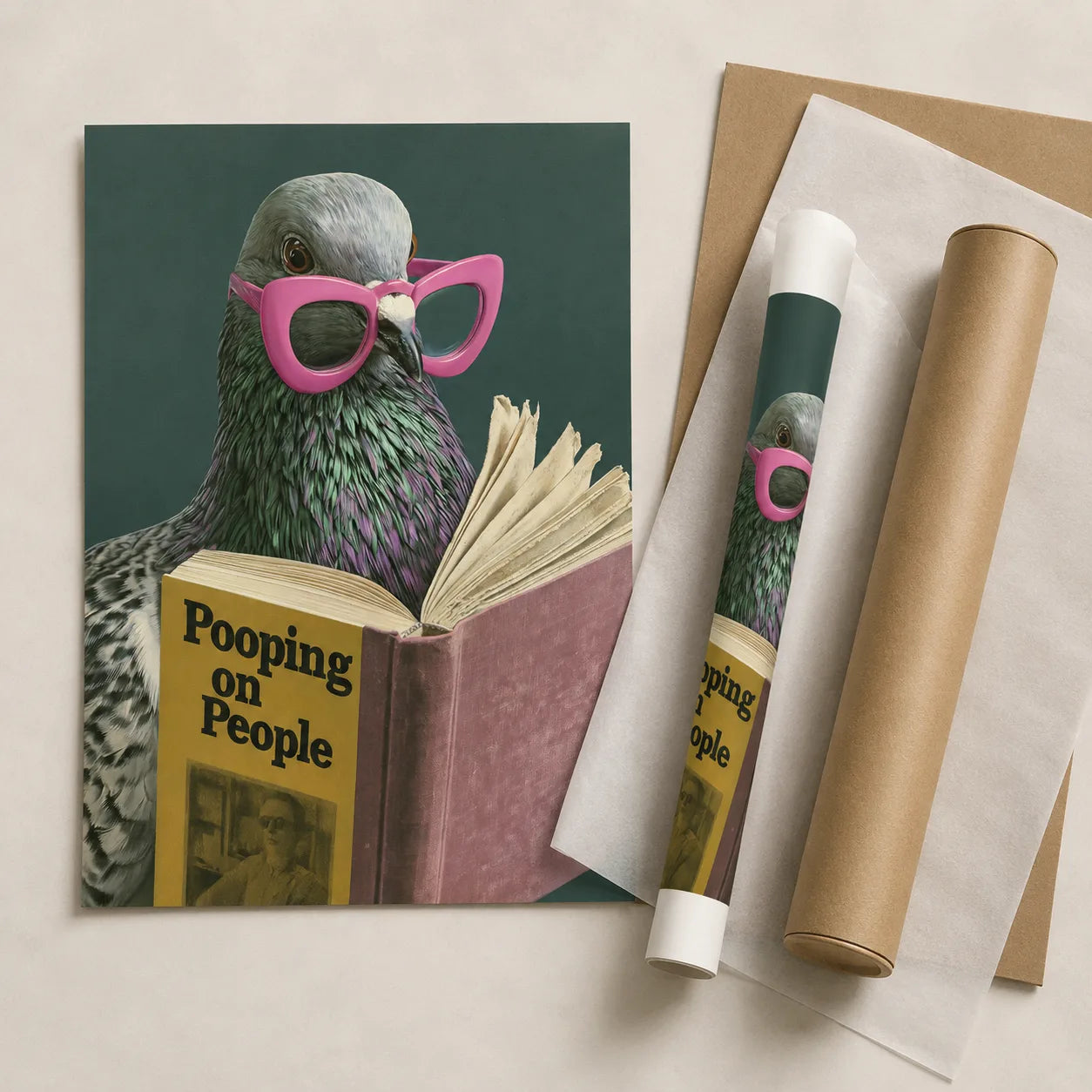 Pigeon Pooping on People Wall Art Decor - Wall Art Decor - back view