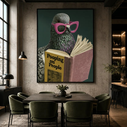 Pigeon Pooping on People Wall Art Decor - Wall Art Decor - close up