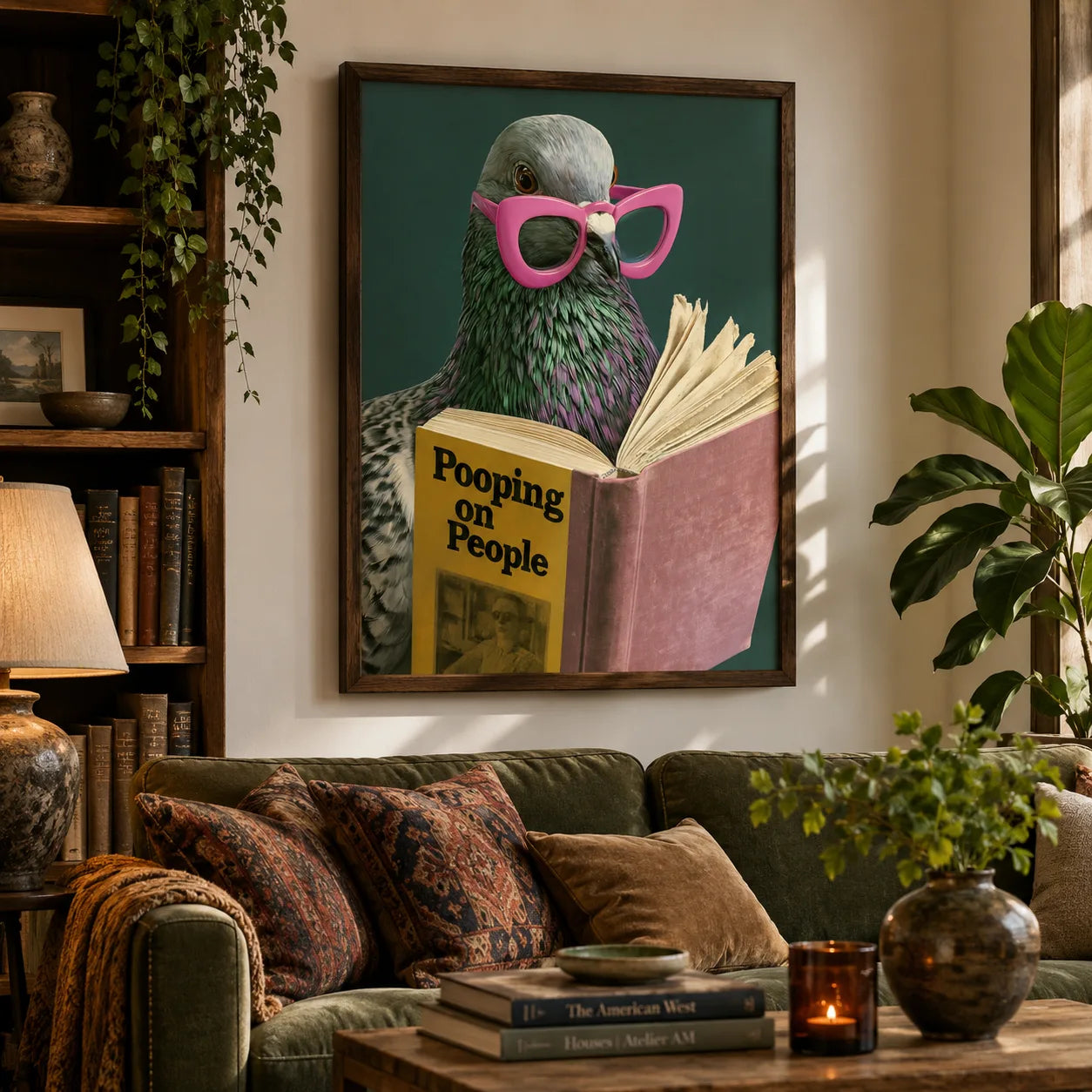 Pigeon Pooping on People Wall Art Decor - Wall Art Decor - in use