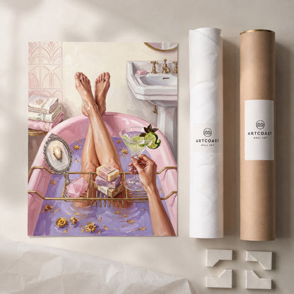 Pink Bathtub Martini Escape Wall Art Decor preview 9