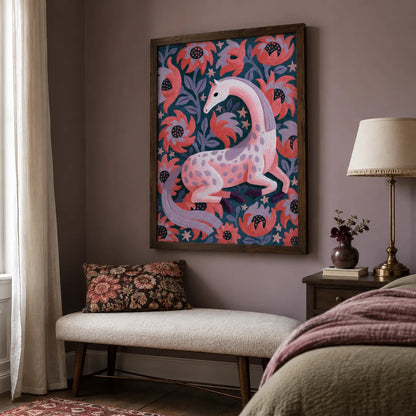 Pink Floral Horse Wall Art Decor - Wall Art Decor - alternate angle