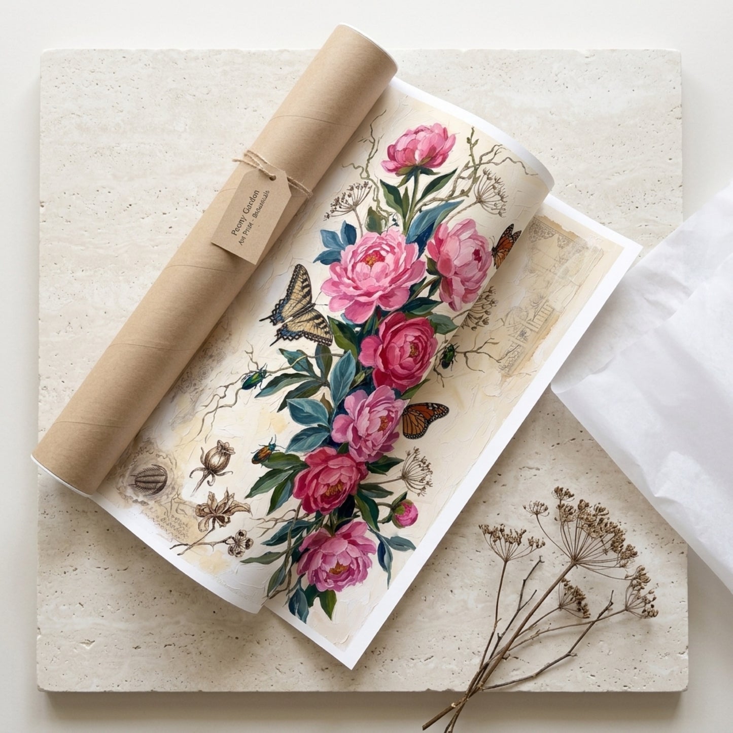 Pink Peony Bouquet Vintage Wall Art Decor preview 10