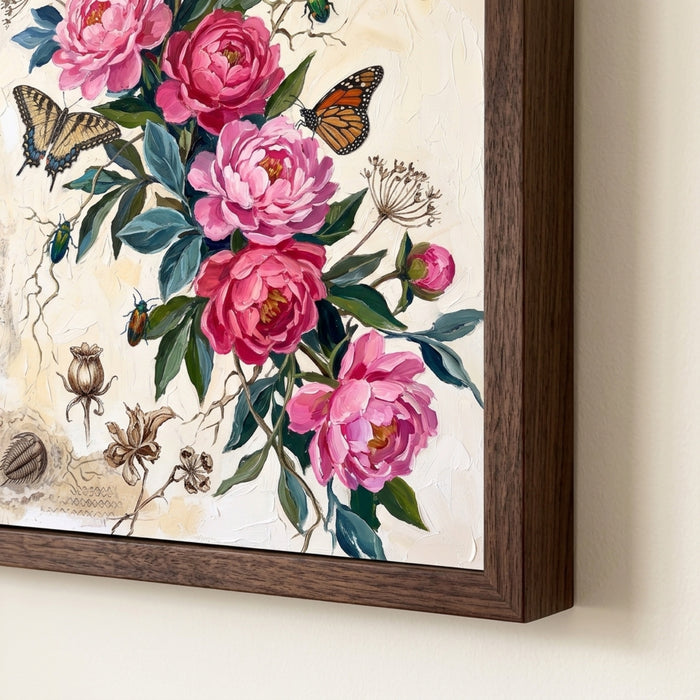Pink Peony Bouquet Vintage Wall Art Decor